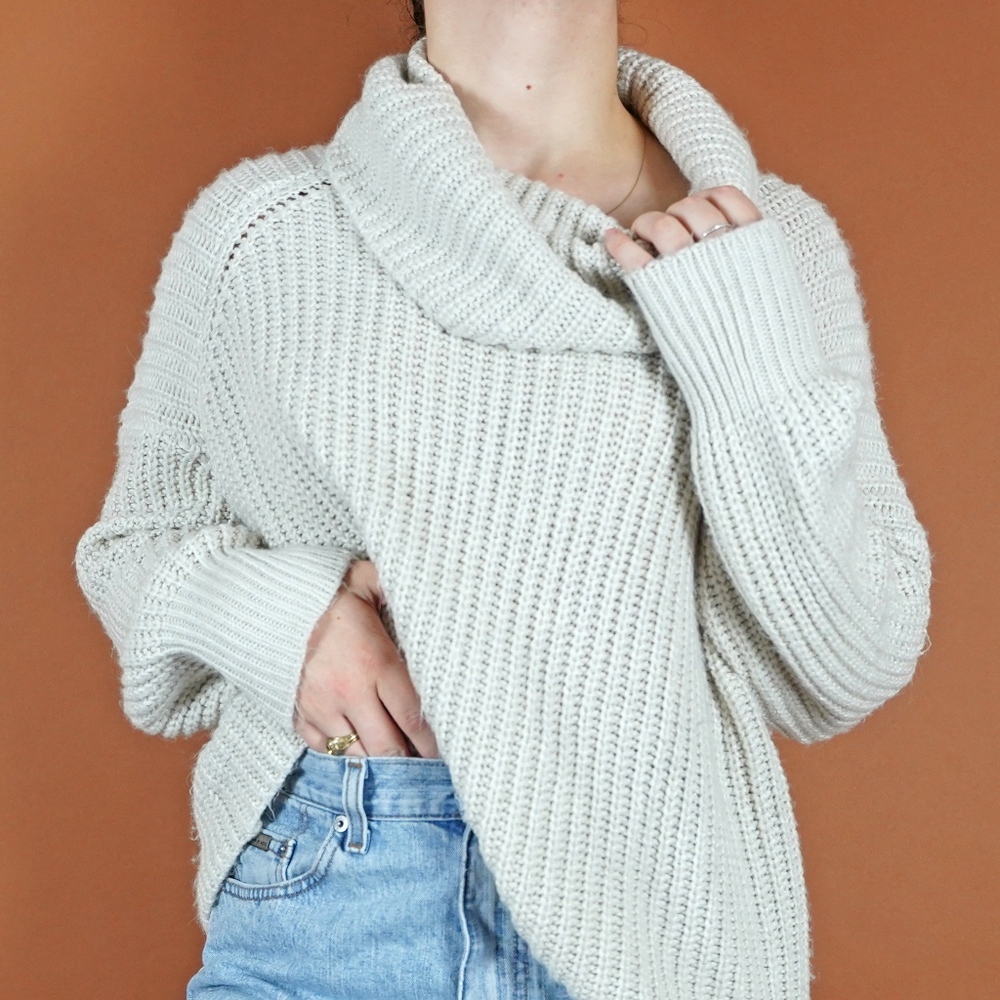 cozy cream knit cowl neck sweater